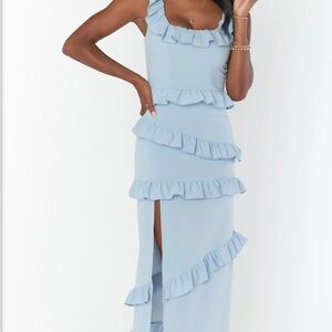 Show Me Your MuMu Light Blue Ruffle Wedding Dress